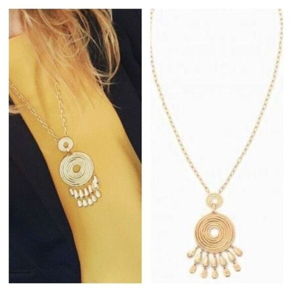 Stella & Dot Gold Tone Delilah Medallion Dangle Long Necklace - Picture 1 of 9